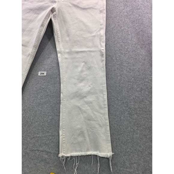 Zara Womens White Wide Leg Frayed Hem Denim Jeans High Rise Size 8 - Picture 2 of 16